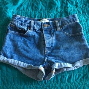 high waisted denim shorts